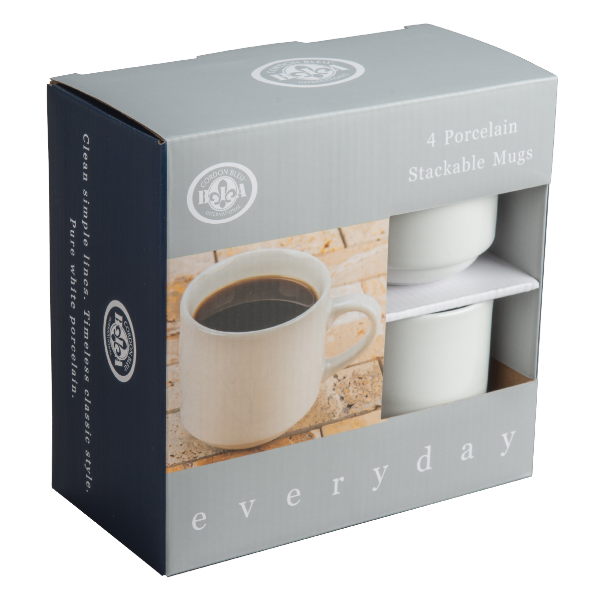 slide 1 of 1, BIA Cordon Bleu Porcelain Stacking Mugs, 4 ct; 13 oz