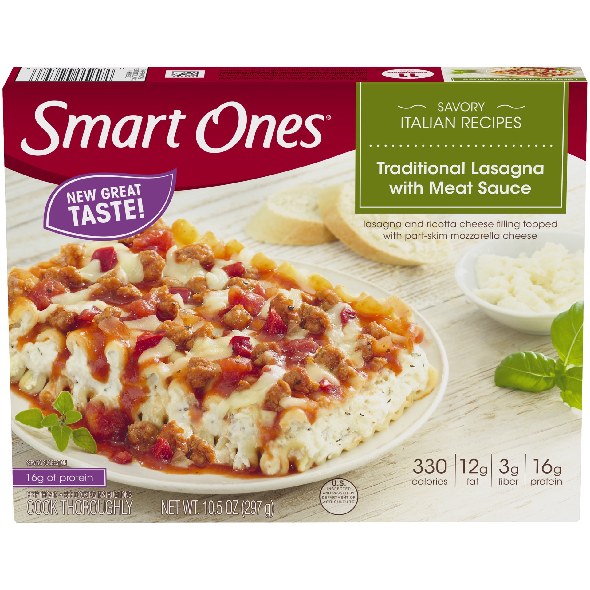 slide 1 of 5, Smart Ones Traditional Lasagna with Meat Sauce & Mozzarella Cheese Frozen Meal, 10.5 oz Box, 10.5 oz