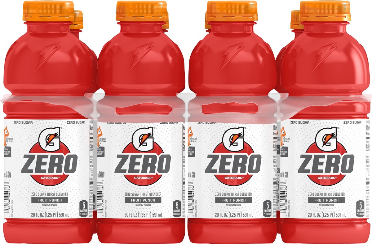 slide 2 of 2, Gatorade Zero Zero Sugar Thirst Quencher Fruit Punch 20 Fl Oz 8 Count, 8 ct; 20 fl oz