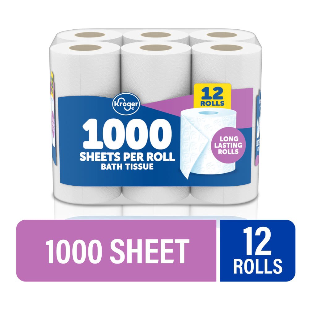 slide 2 of 4, Kroger 1000 Sheets Per Roll Toilet Paper, 12 ct