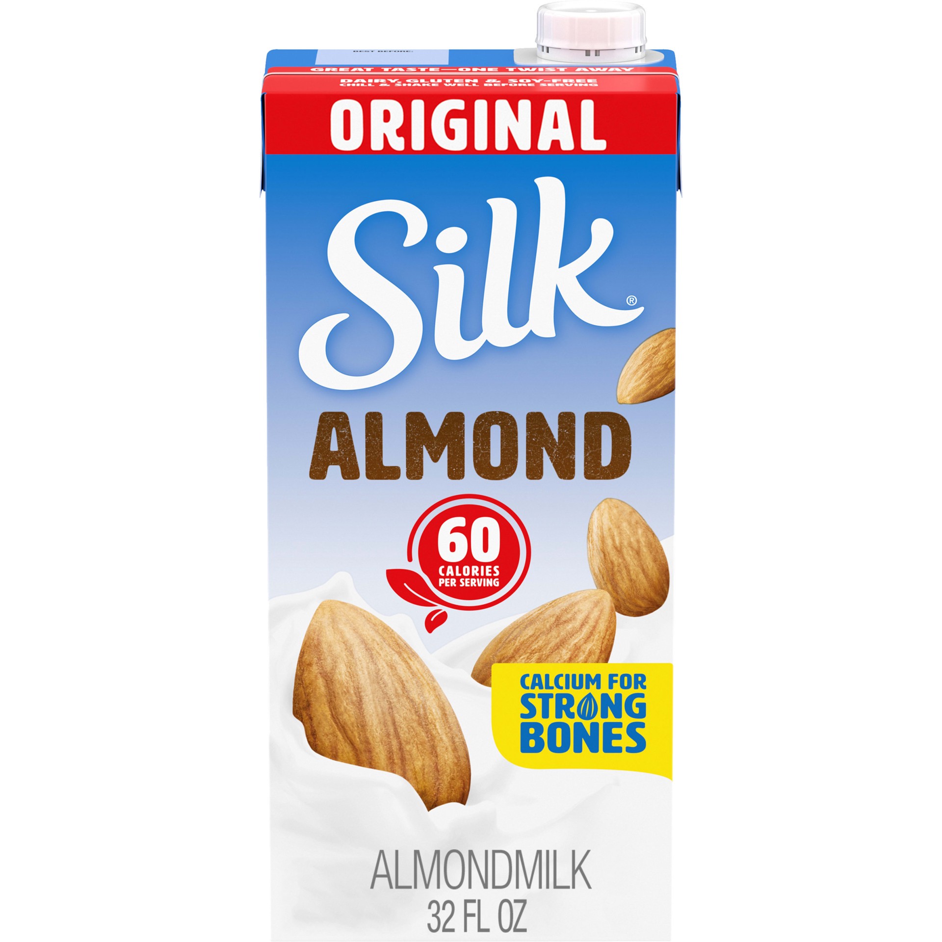 slide 1 of 9, Silk Original Almond Milk, 1 qt