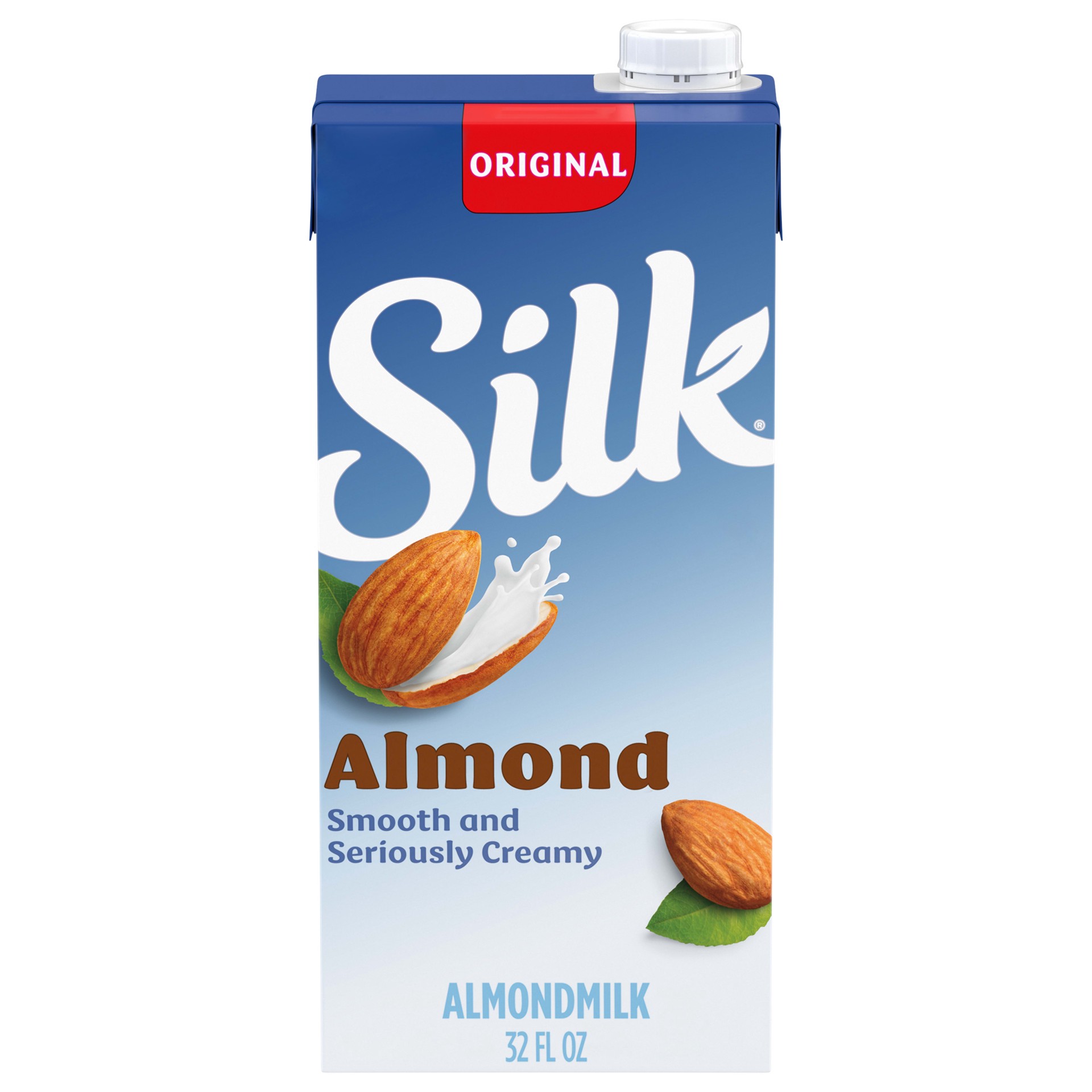 slide 1 of 9, Silk Shelf-Stable Almond Milk, Original, Dairy-Free, Vegan, Non-GMO Project Verified, 1 Quart, 1 qt