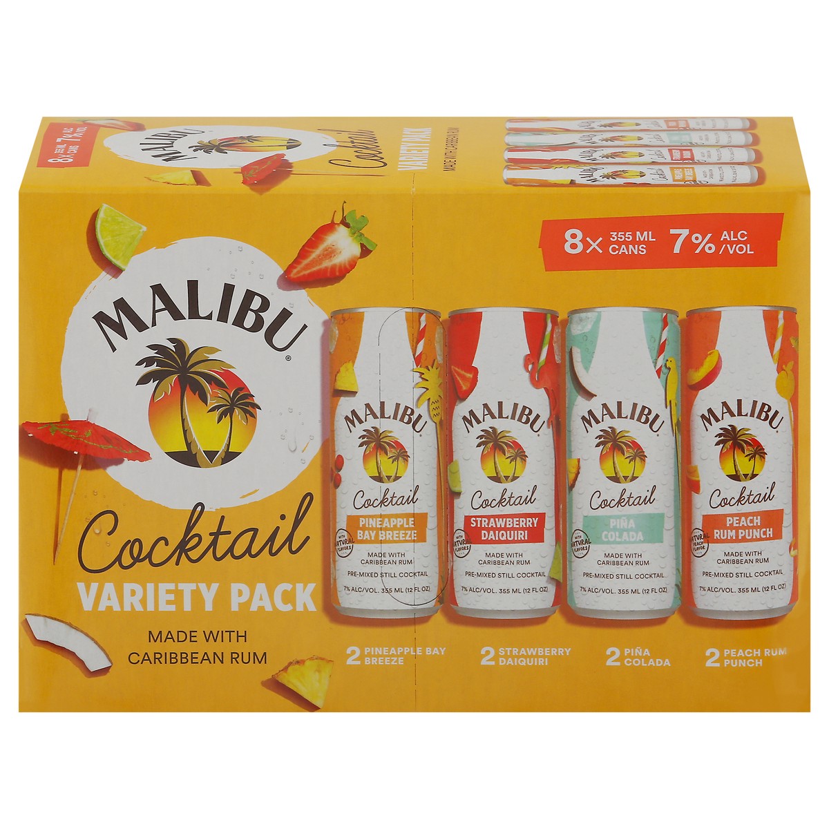 slide 1 of 4, Malibu Variety Pack Assorted Cocktail 8 - 12 fl oz Cans, 355 ml