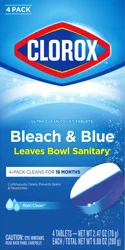 Clorox Ultra Clean Toilet Tablets Bleach & Blue, Rain Clean Scent, 4 Count