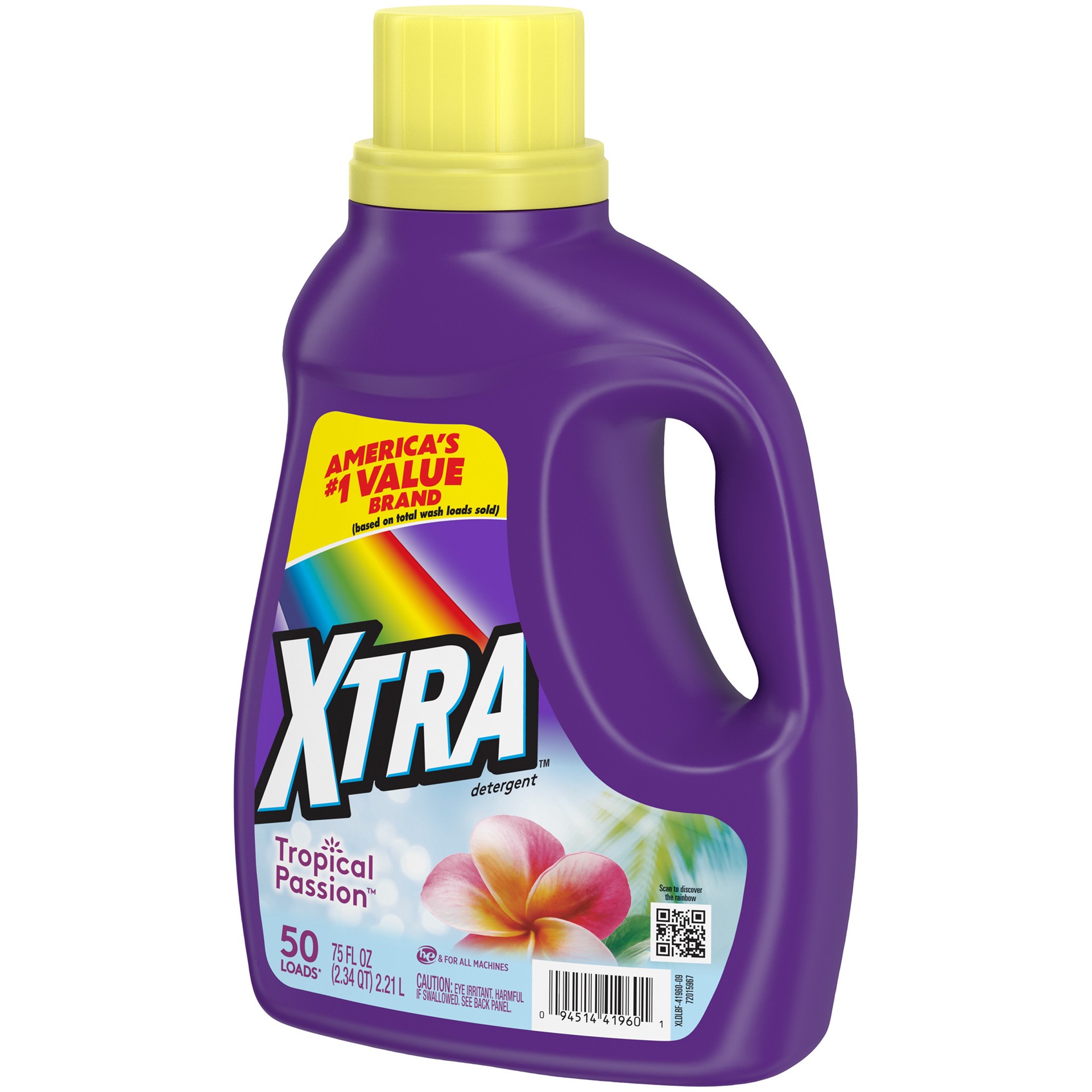 slide 4 of 5, Xtra Liquid Laundry Detergent, Tropical Passion, 75oz, 75 fl oz