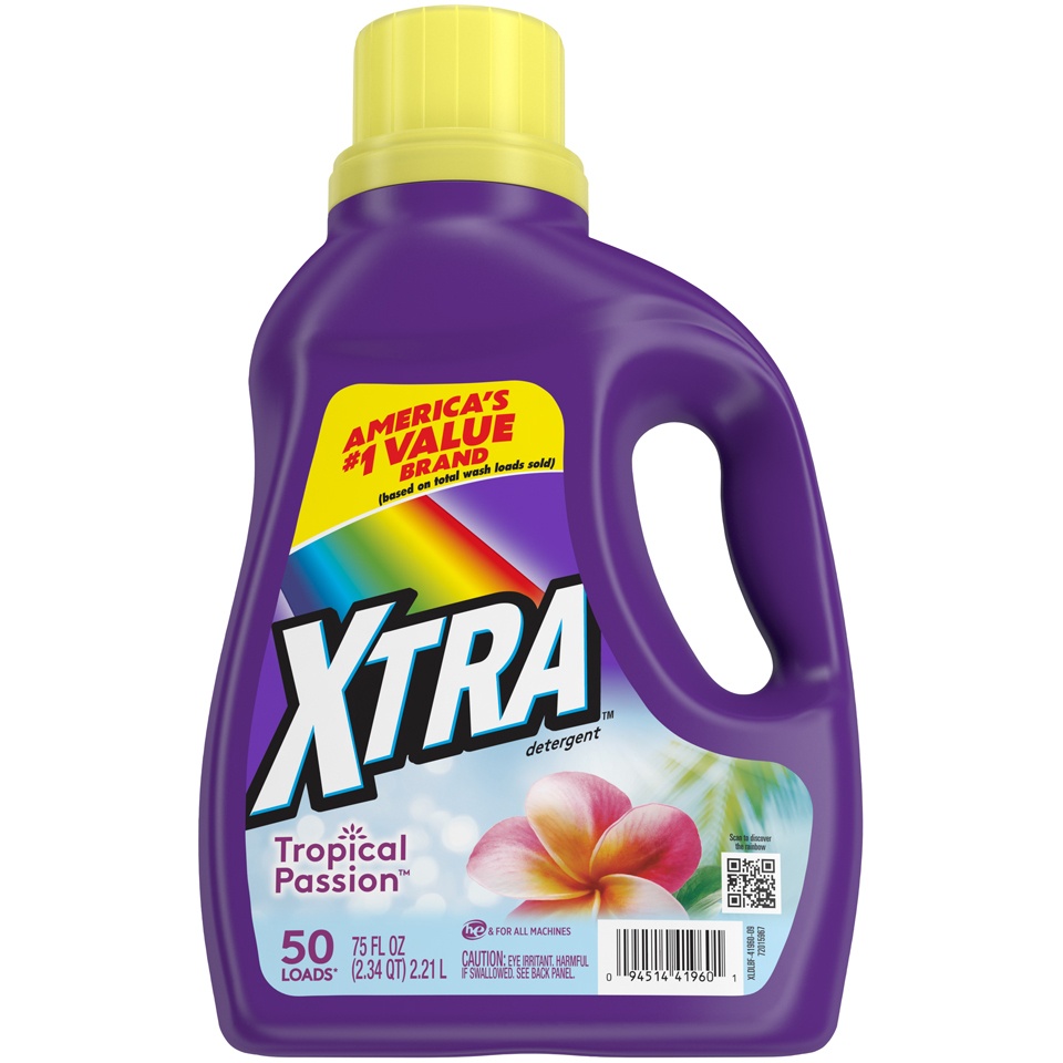 slide 1 of 5, Xtra Tropical Passion Liquid Laundry Detergent, 75 fl oz