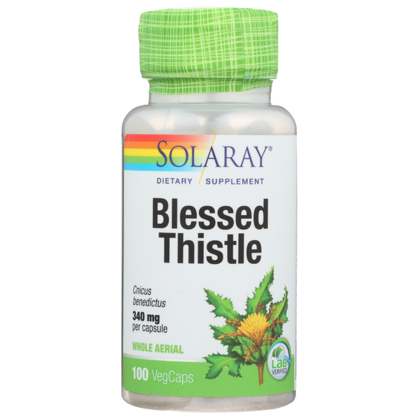 slide 1 of 1, Solaray Blessed Thistle Aerial Vegetarian Capsules 340M, 100 ct