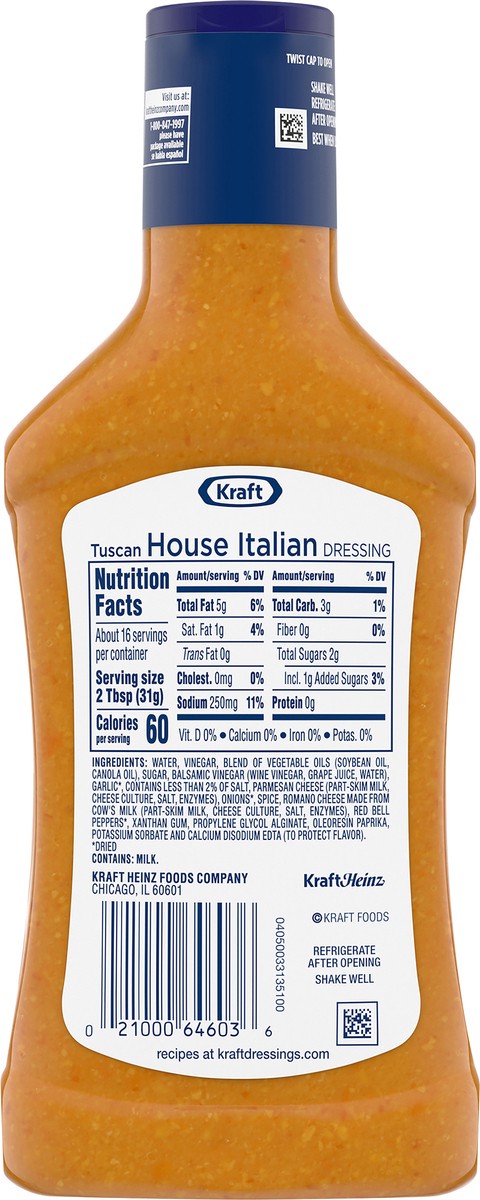 slide 9 of 14, Kraft Tuscan House Italian Salad Dressing, 16 fl oz Bottle, 16 fl oz