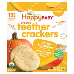 Happy Baby Organics Organic Teether Crackers Gluten Free Mango & Pumpkin with Amaranth 12-0.14 oz Packs UNIT