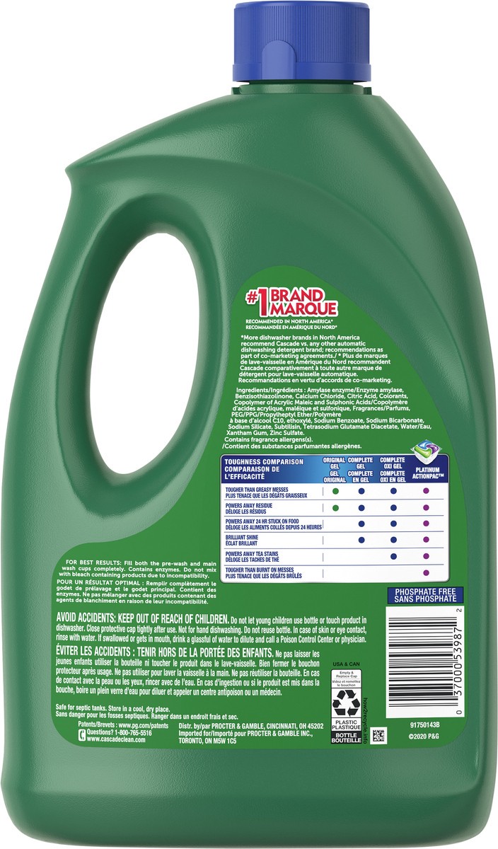slide 3 of 7, Cascade Complete Dishwasher Detergent Liquid Gel, Dish Detergent, Dishwasher Soap, Fresh, 120oz, 7.5 lb