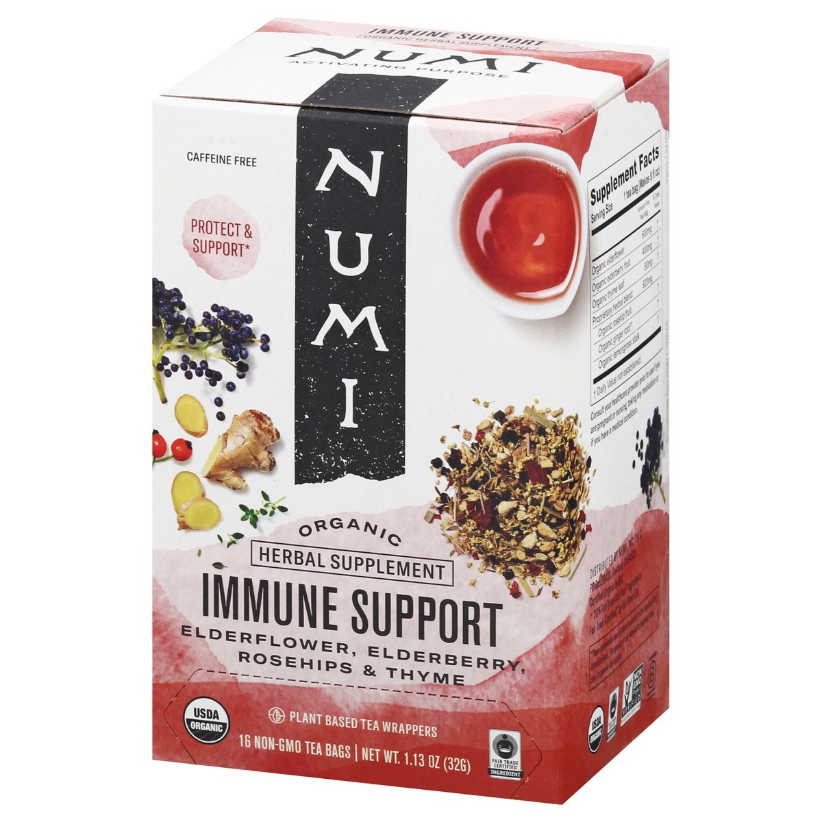 slide 3 of 9, Numi Organic Immune Support Caffeine Free Herbal Tea Bags 16 ea, 16 ct