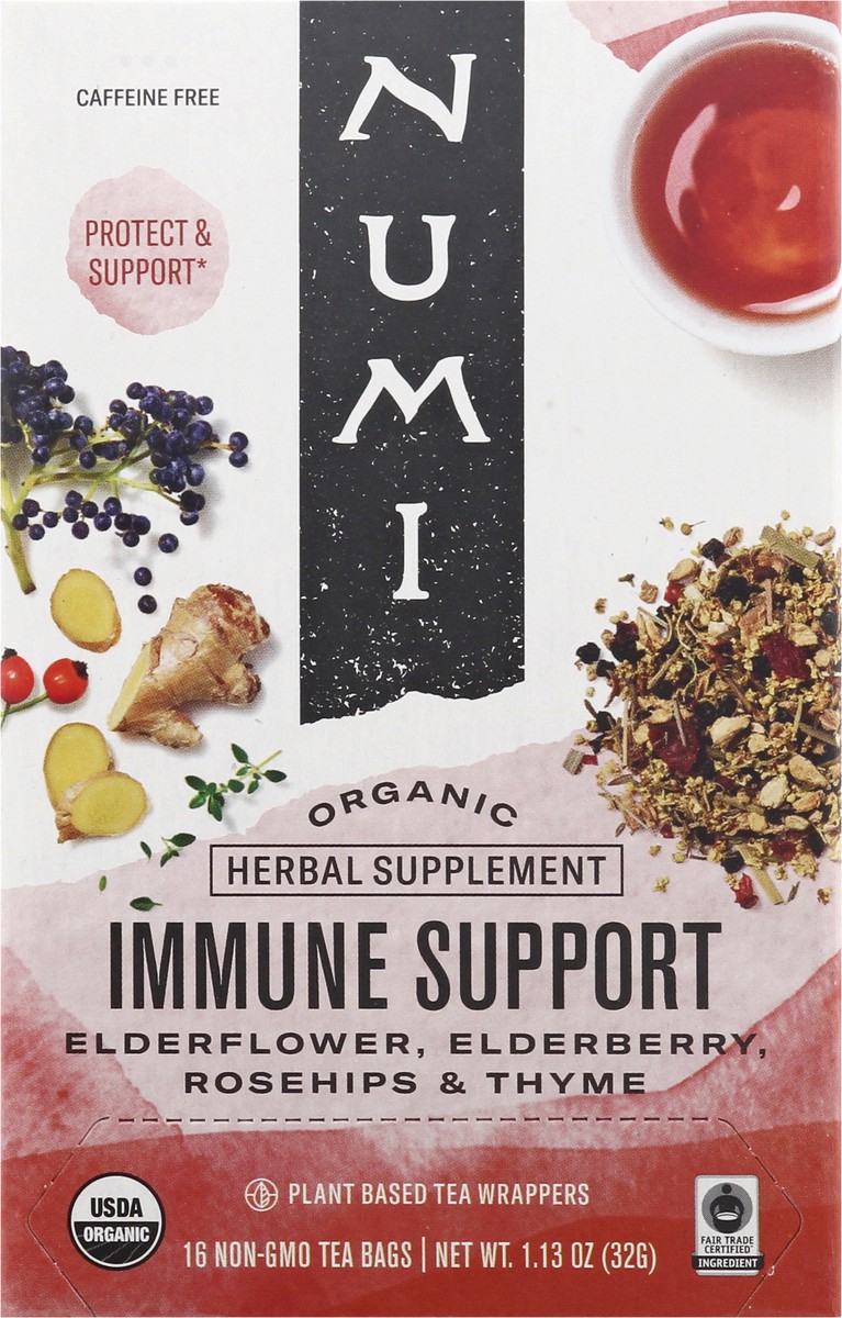 slide 6 of 9, Numi Organic Immune Support Caffeine Free Herbal Tea Bags 16 ea, 16 ct