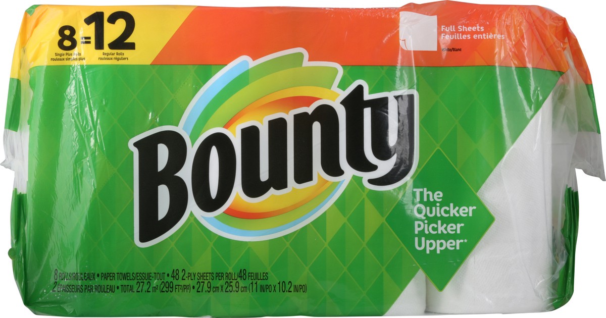 slide 3 of 10, Bounty 2-Ply White Full Sheets Paper Towels 8 ea, 8 ct