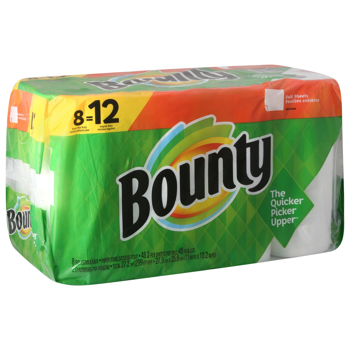 slide 4 of 10, Bounty 2-Ply White Full Sheets Paper Towels 8 ea, 8 ct