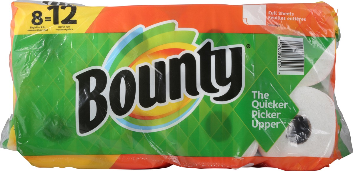 slide 10 of 10, Bounty 2-Ply White Full Sheets Paper Towels 8 ea, 8 ct