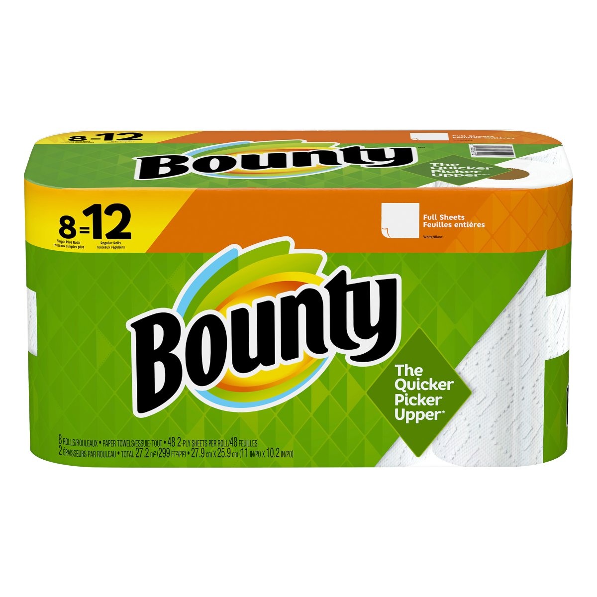 slide 1 of 1, Bounty Paper Towels, Full Sheets, Single Plus Rolls, 8 ct