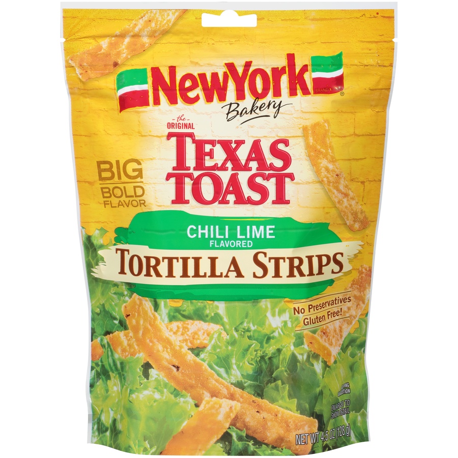 slide 1 of 8, New York Texas Toast Tortilla Strips Chili Lime, 4.5 oz