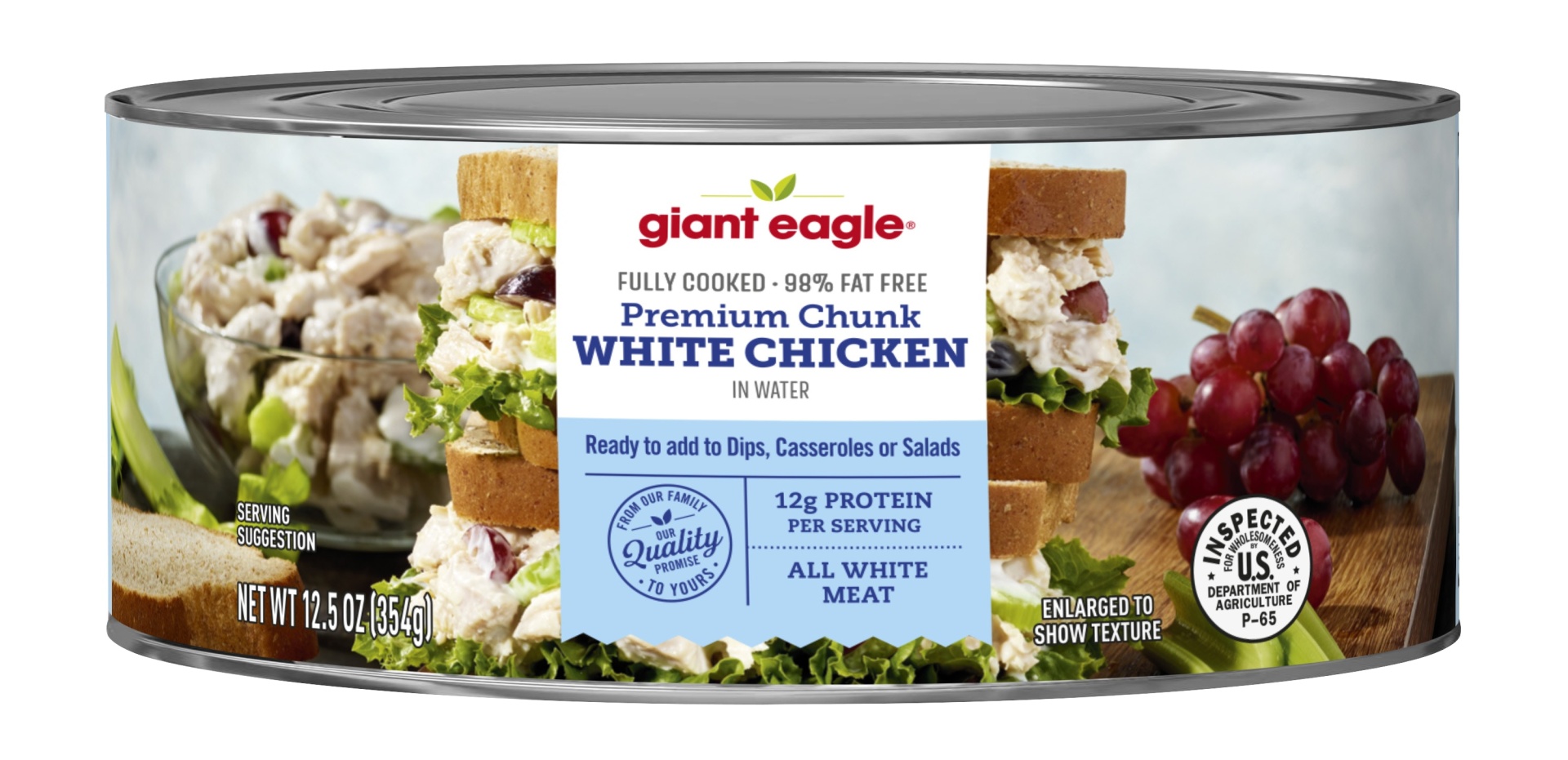 slide 1 of 1, Giant Eagle Premium Chunk White Chicken, In Water, 12.5 oz