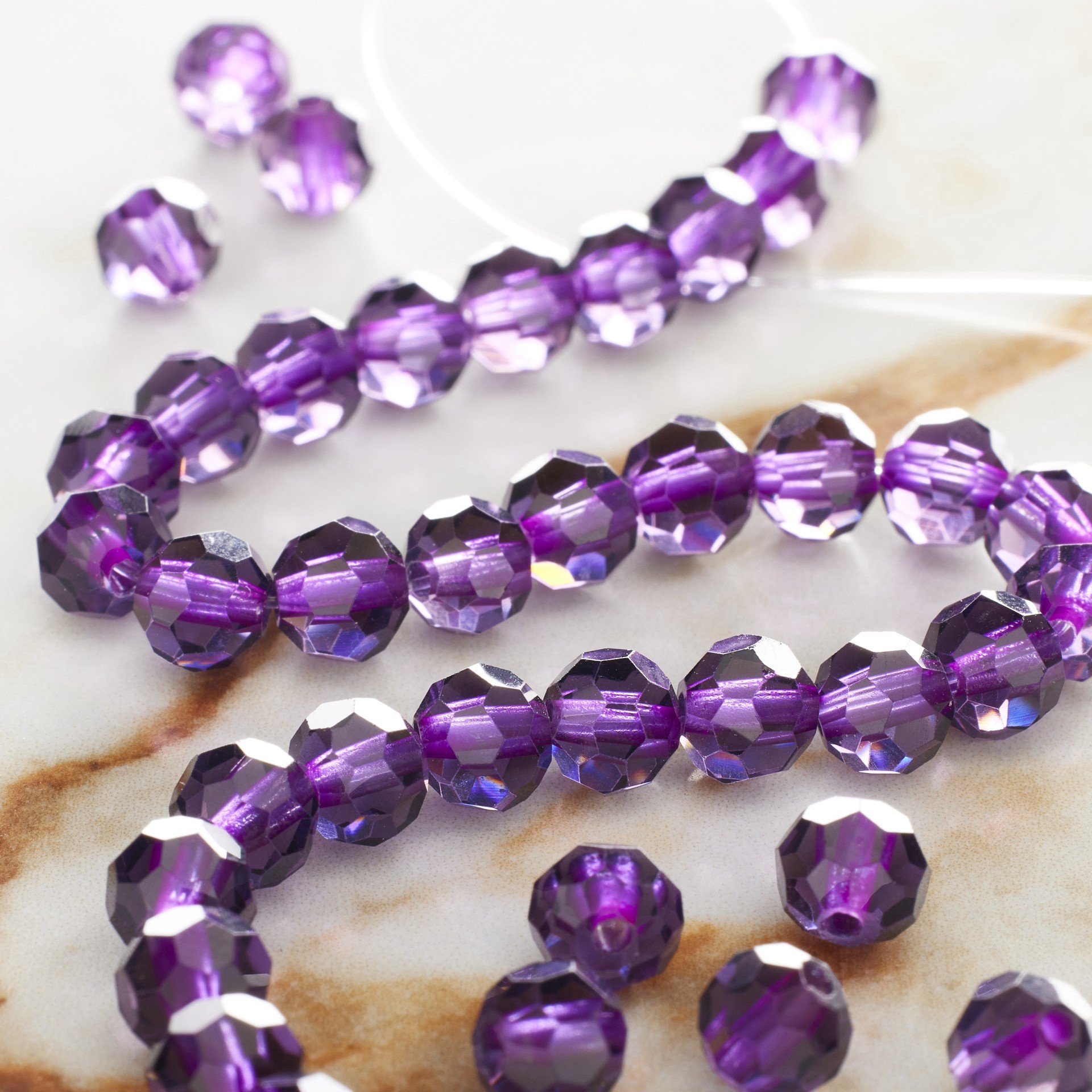 slide 2 of 3, Purple Glass Faceted Round Beads, 6mm By Bead Landing, 6 mm