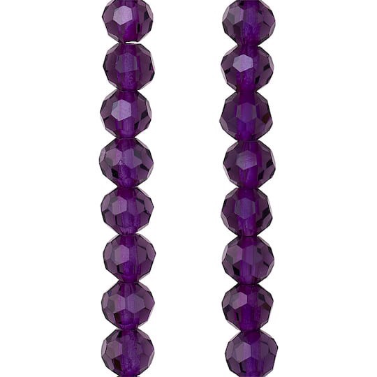 slide 1 of 3, Purple Glass Faceted Round Beads, 6mm By Bead Landing, 6 mm