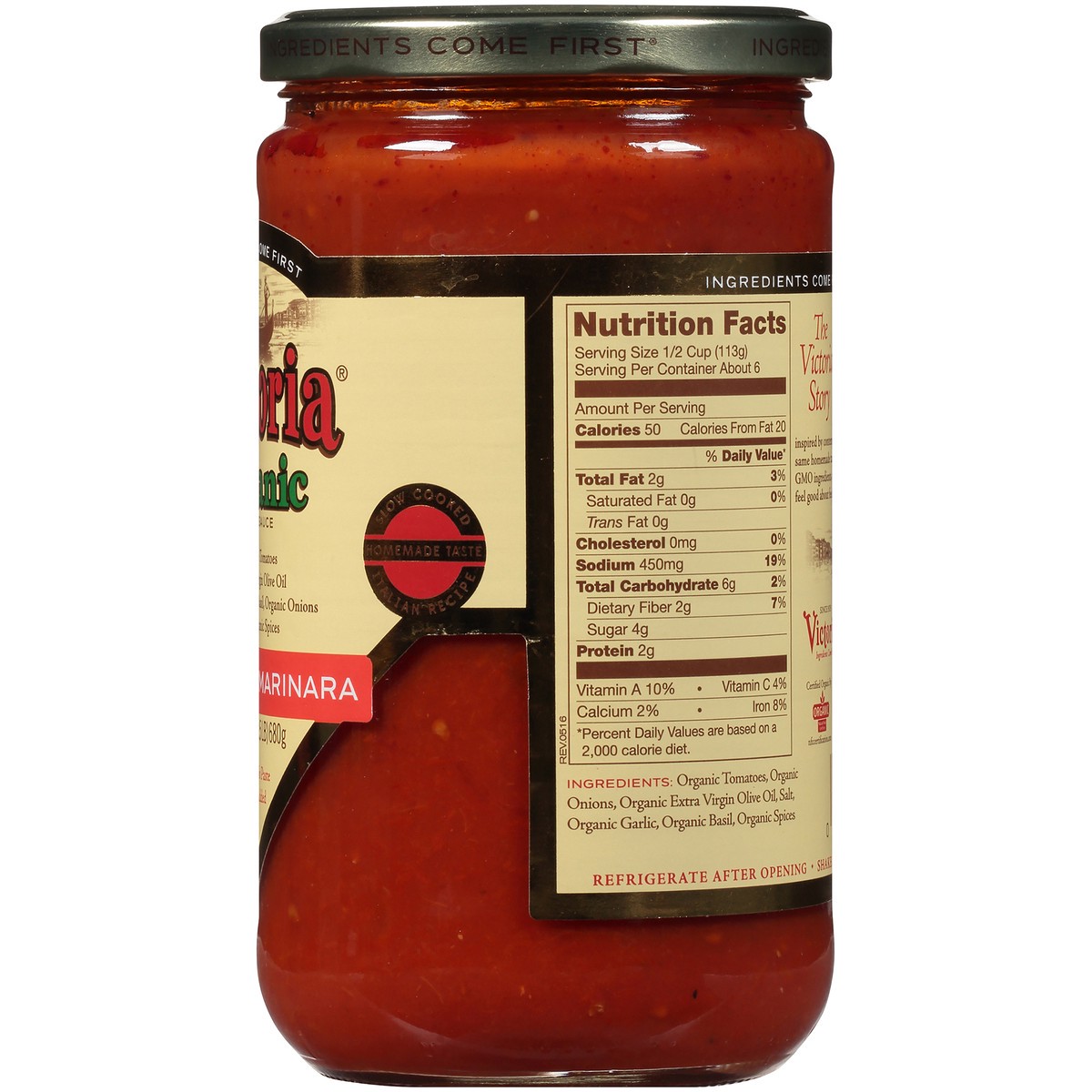 slide 4 of 7, Victoria Organic Pomodoro Marinara Sauce 24 oz. Jar, 24 oz