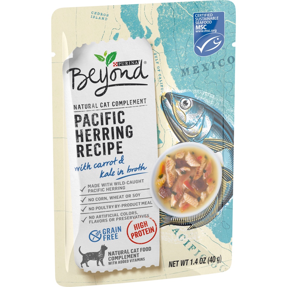 slide 2 of 9, Beyond Purina Grain Free, High Protein Wet Cat Food Complement; Pacific Herring with Carrot & Kale, 1.4 oz