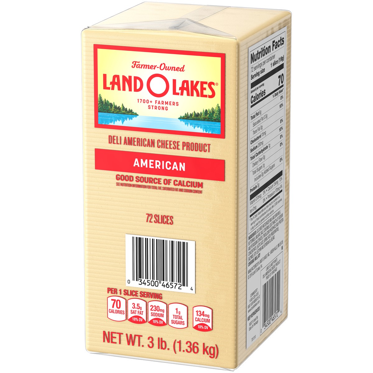 slide 3 of 7, Land O'Lakes Sliced White Deli American Cheese Product, 3 lb, 3 lb