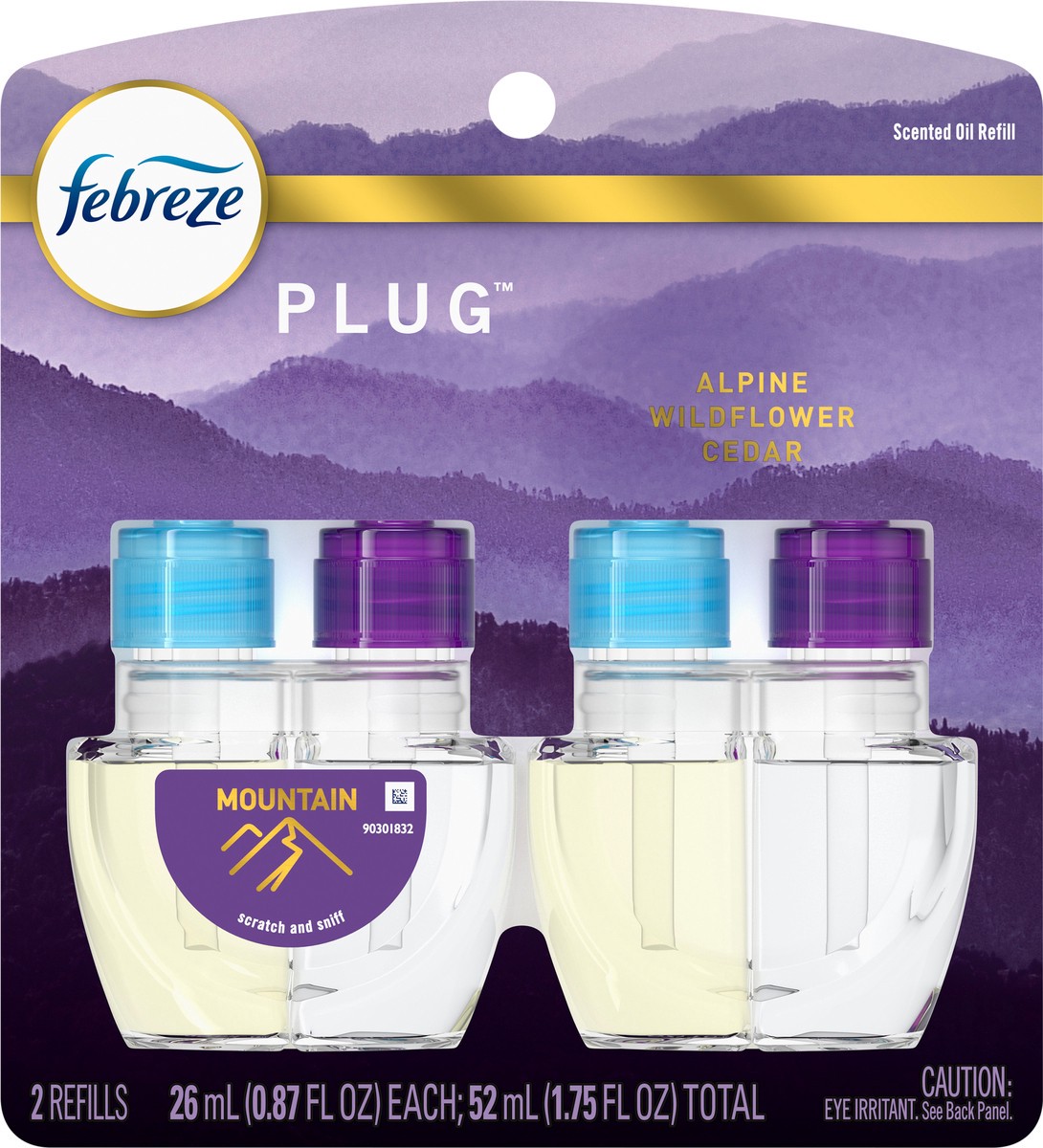 slide 6 of 6, Febreze Plug In Air Freshener, Odor-Fighting Scented Oil Refill, Mountain, 2 Refills, 2 ct