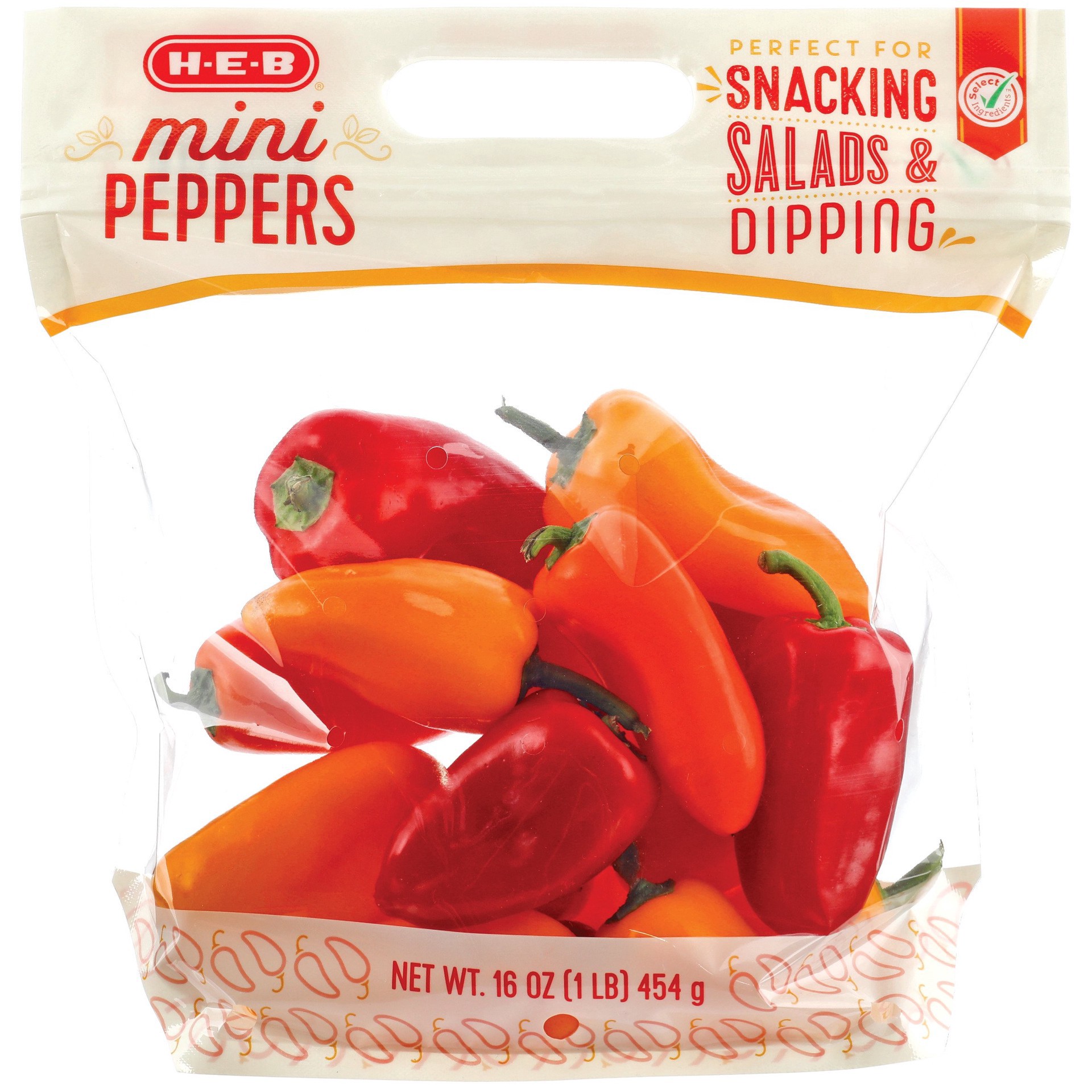 slide 1 of 1, H-E-B Select Ingredients Mini Peppers, 16 oz