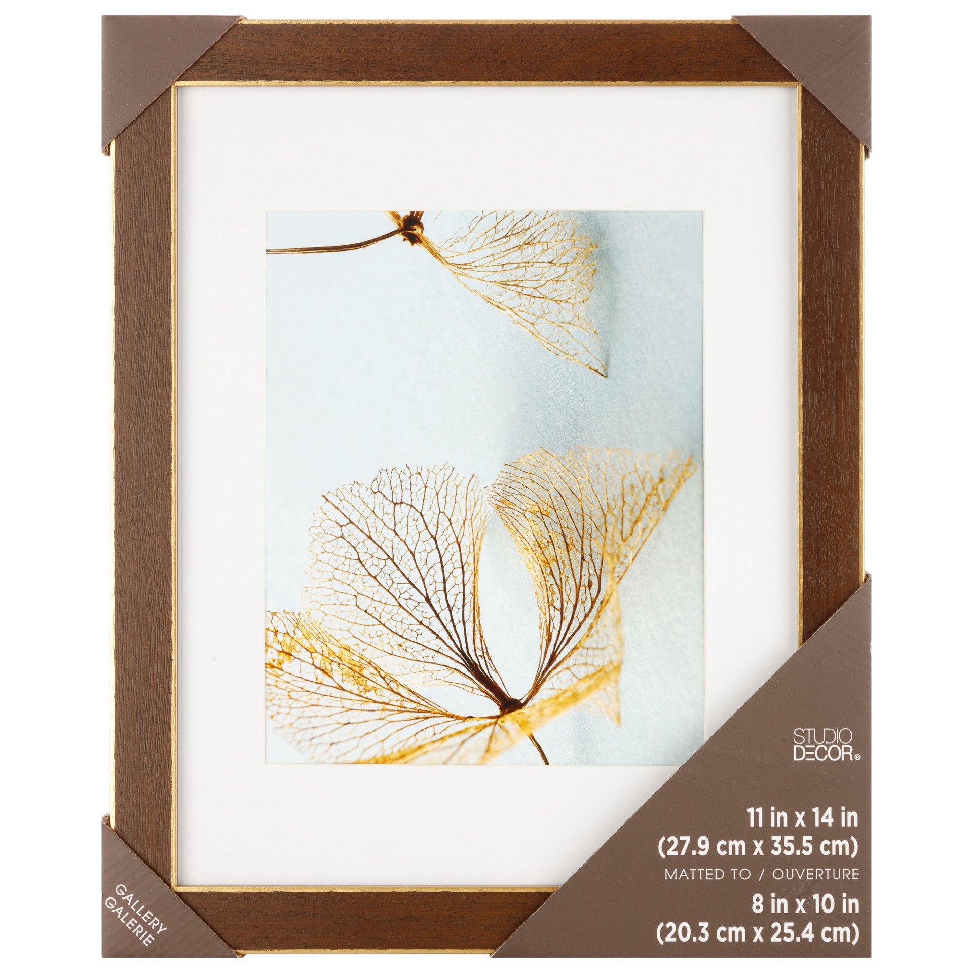 slide 4 of 6, Gallery Walnut & Gold Trim Frame With Mat By Studio Decor, 8 in x 10 in mat