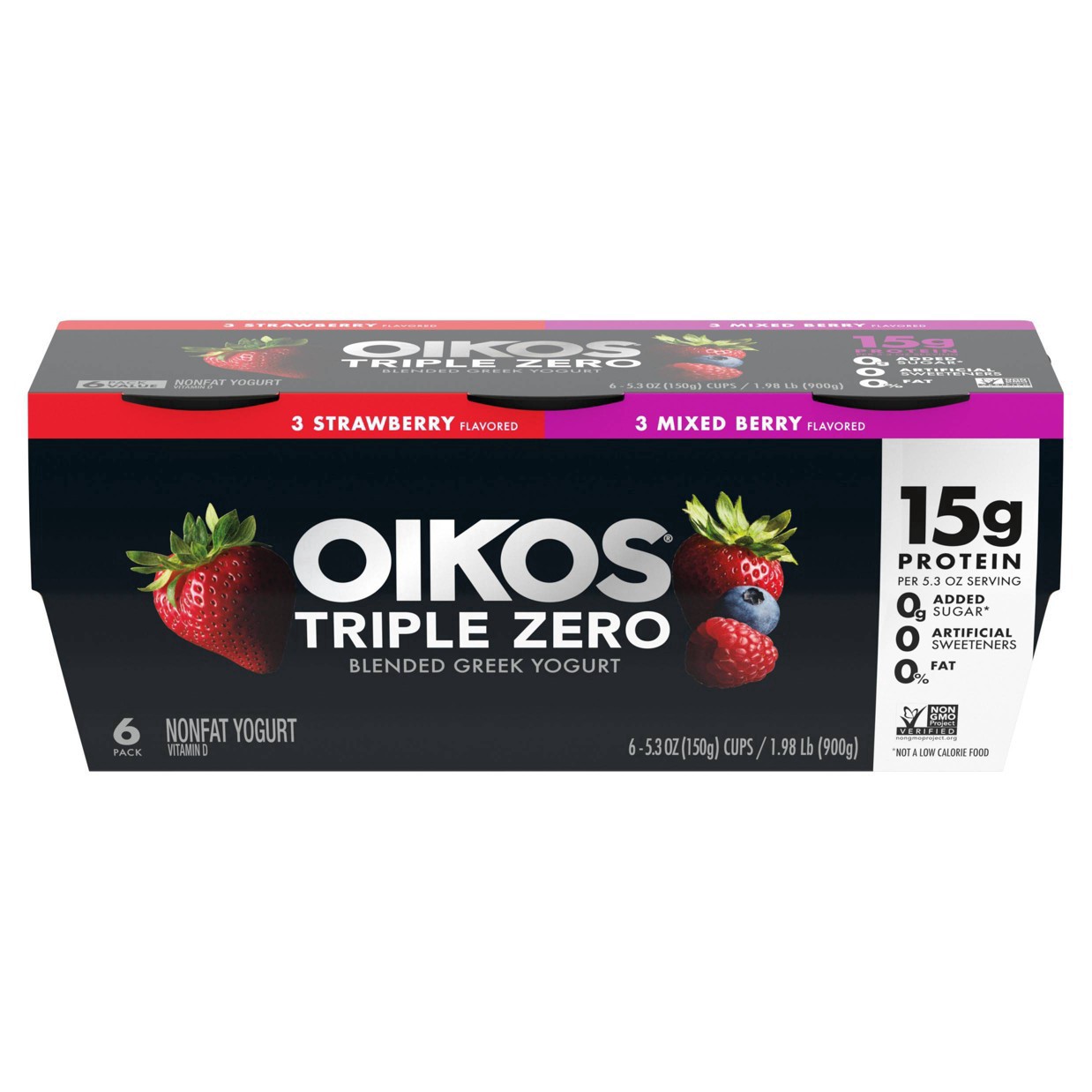 slide 19 of 98, Oikos Triple Zero Variety Pack Greek Yogurt - 6ct/5.3oz Cups, 5.3 oz