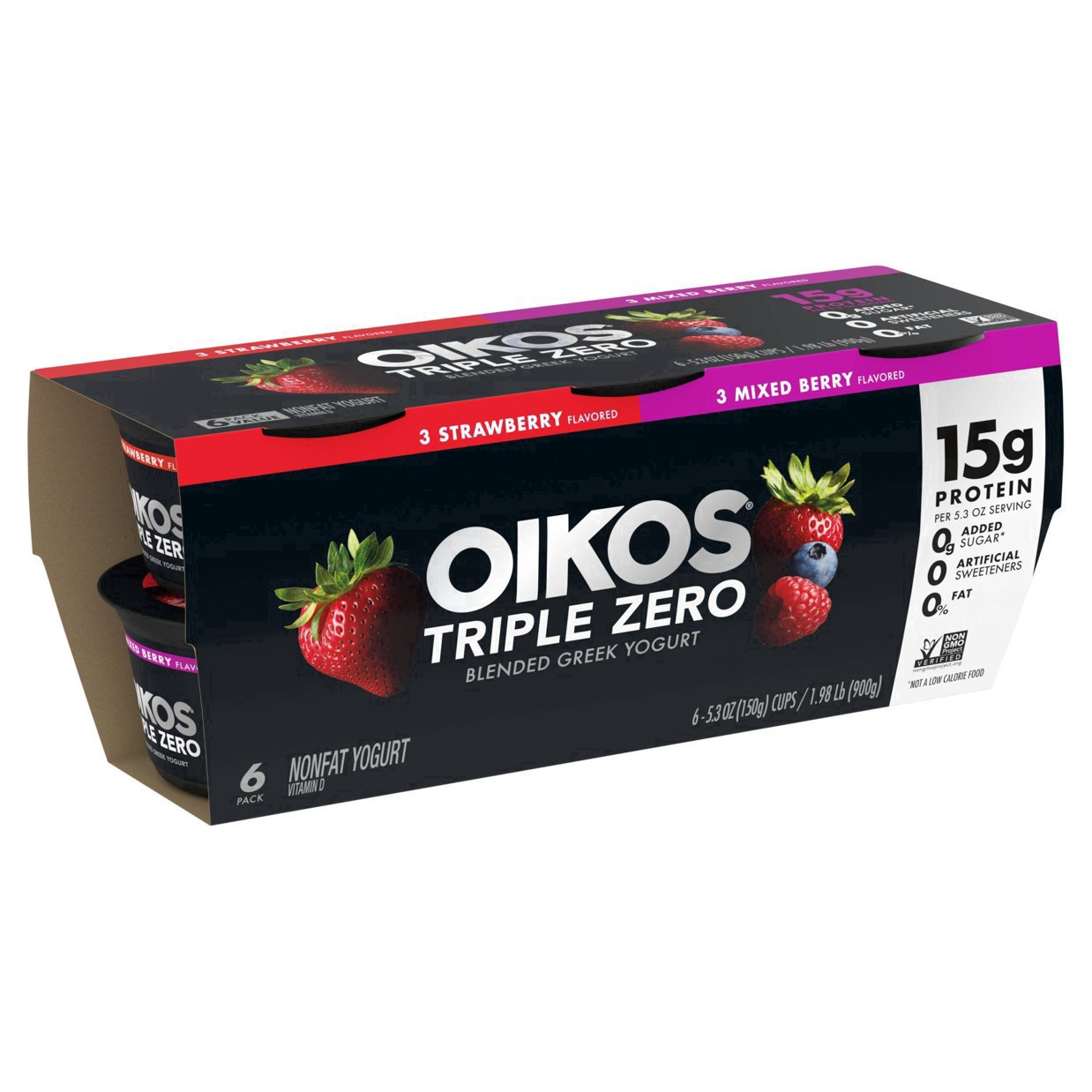 slide 60 of 98, Oikos Triple Zero Variety Pack Greek Yogurt - 6ct/5.3oz Cups, 5.3 oz