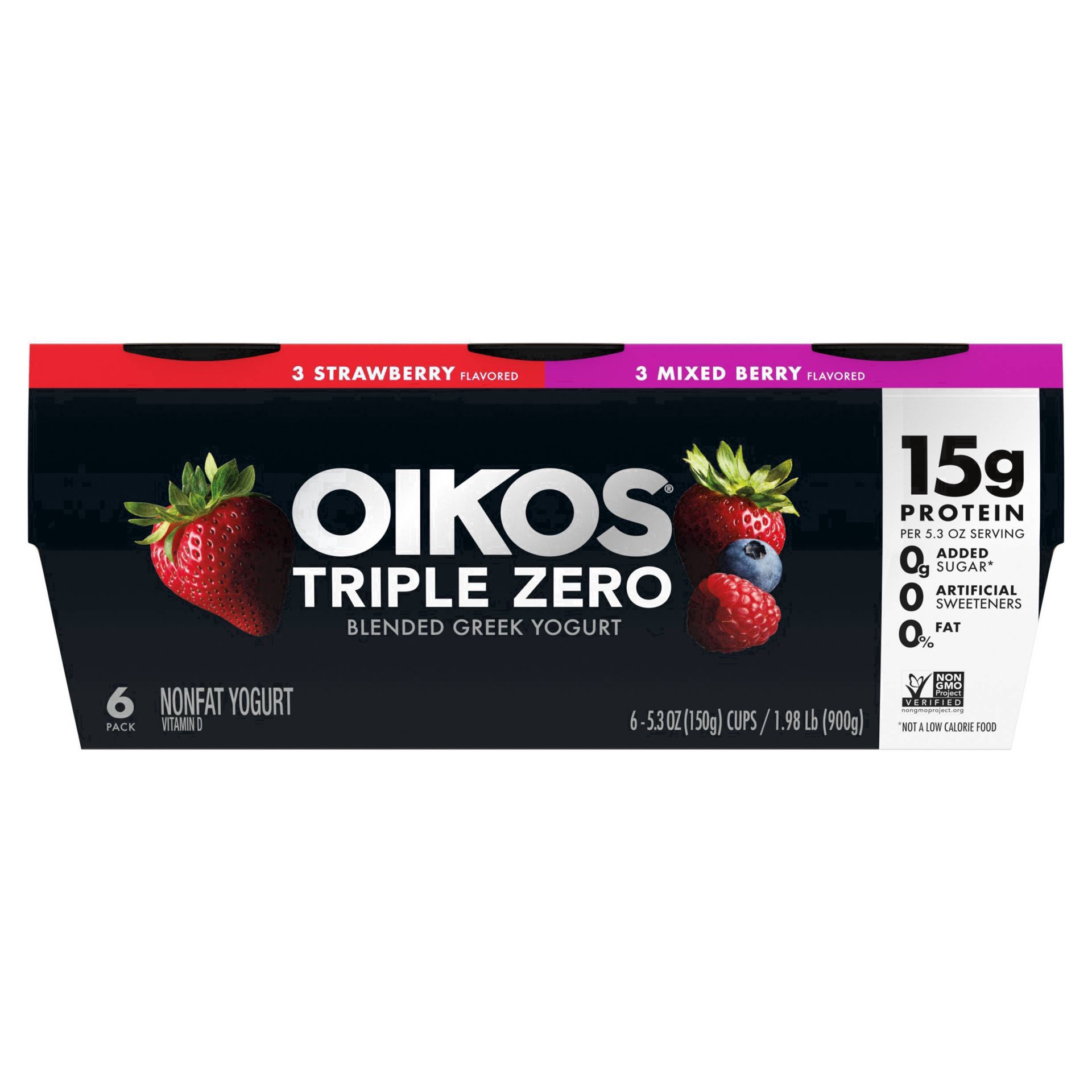 slide 39 of 98, Oikos Triple Zero Variety Pack Greek Yogurt - 6ct/5.3oz Cups, 5.3 oz