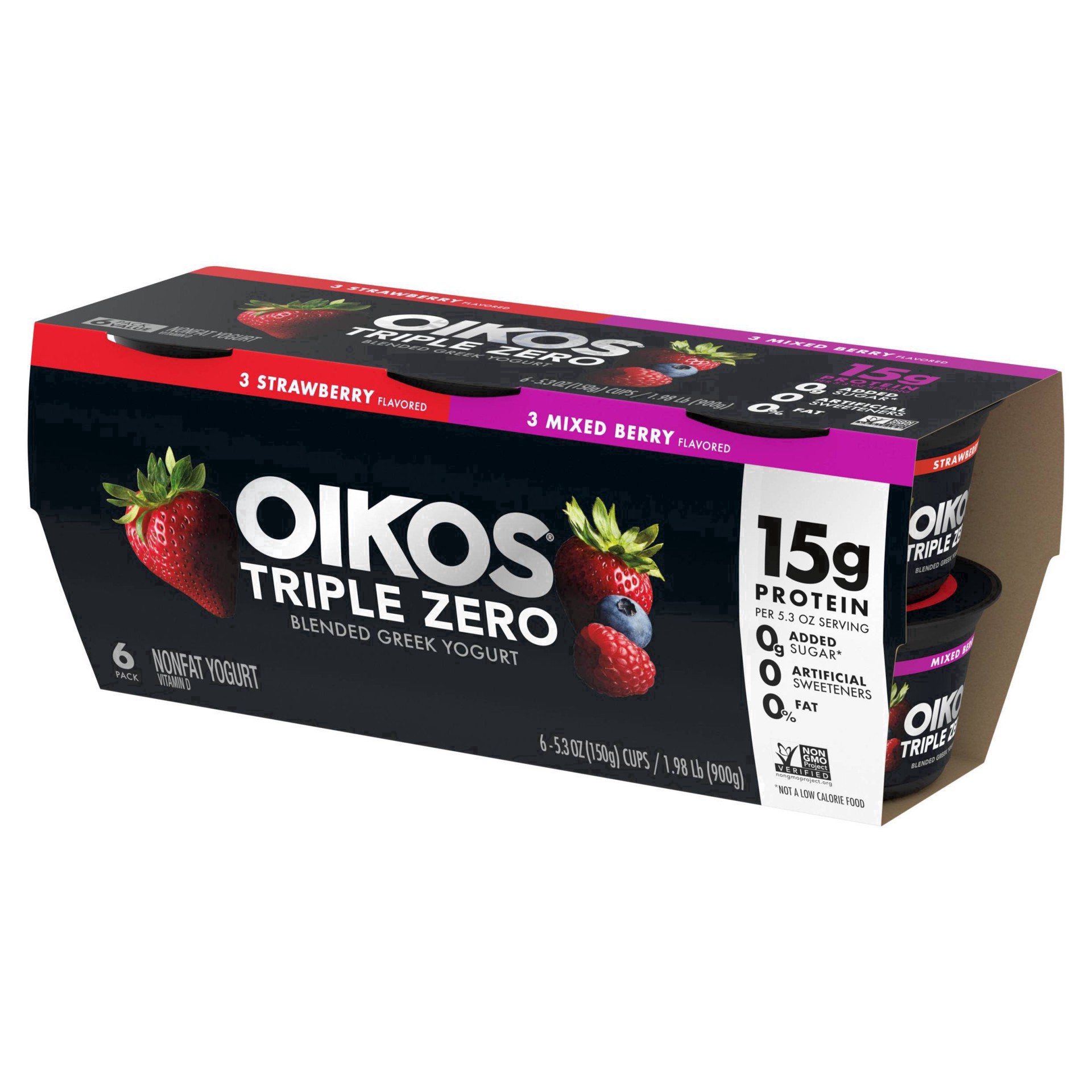 slide 97 of 98, Oikos Triple Zero Variety Pack Greek Yogurt - 6ct/5.3oz Cups, 5.3 oz