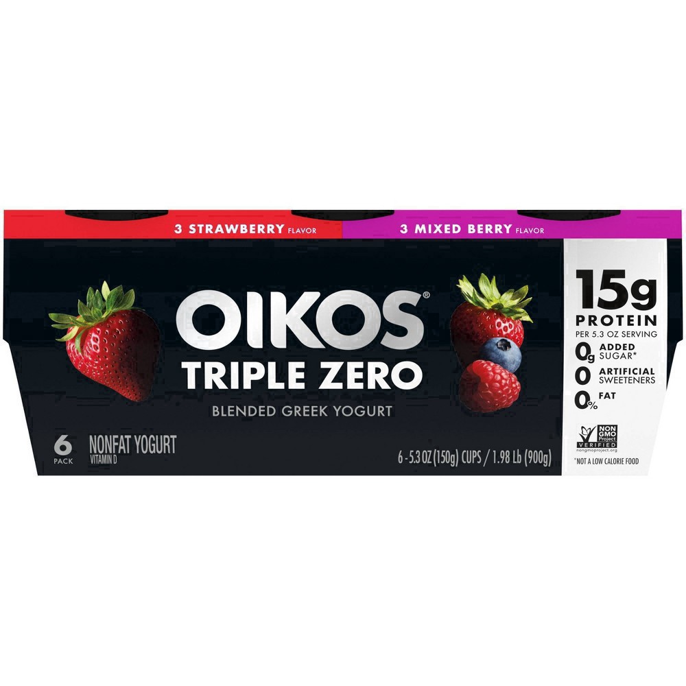 slide 94 of 98, Oikos Triple Zero Variety Pack Greek Yogurt - 6ct/5.3oz Cups, 5.3 oz