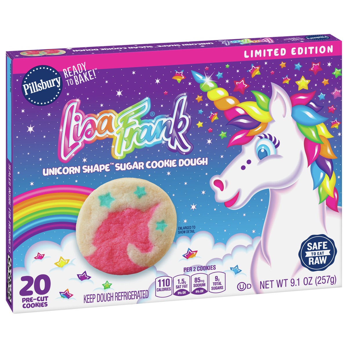 slide 9 of 9, Pillsbury Ready to Bake Lisa Frank Unicorn Shape Sugar Cookie Dough, Limited Edition, 9.1 oz, 20 ct