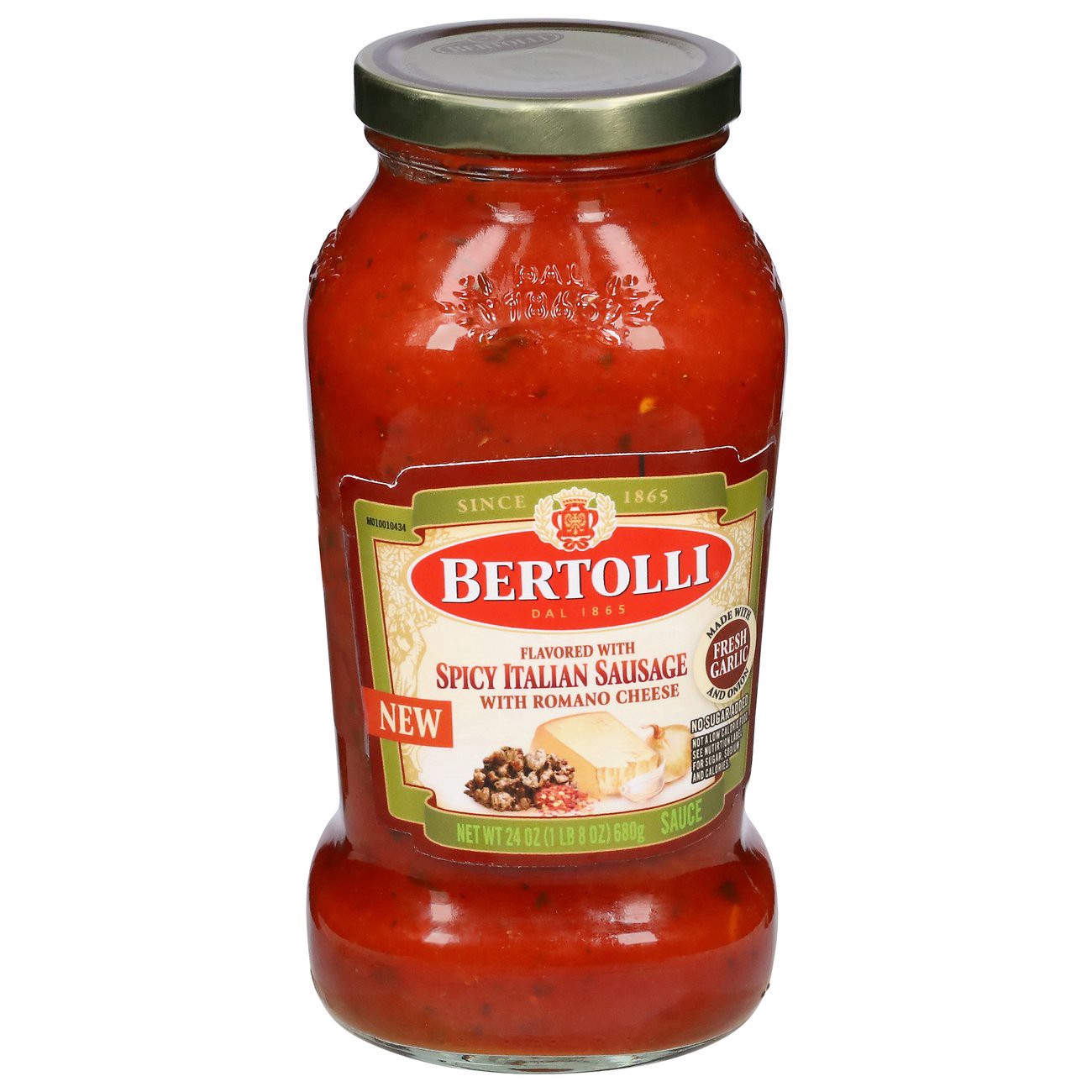slide 1 of 1, Bertolli Spicy Italian Sausage with Romano Cheese Sauce - 24 oz, 24 oz