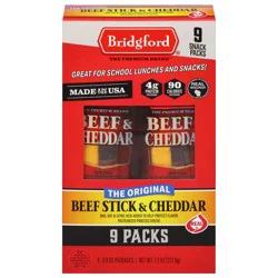 Bridgford Original Beef Stick & Cheddar - 9 x 0.8 oz Packs