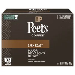 Peet's Coffee Major Dickason's Dark Roast Single Serve Coffee Pods - 32 ct