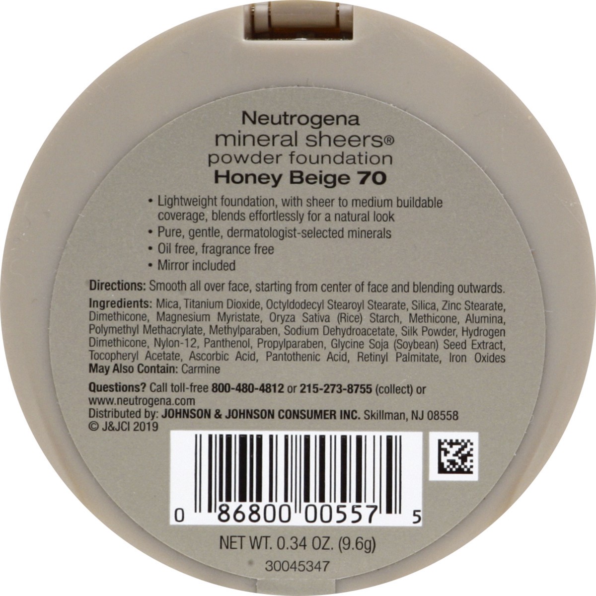 slide 4 of 9, Neutrogena Mineral Sheers Compact Powder Foundation, Lightweight & Oil-Free Mineral Foundation, Fragrance-Free, Honey Beige 70,.34 oz, 0.34 oz