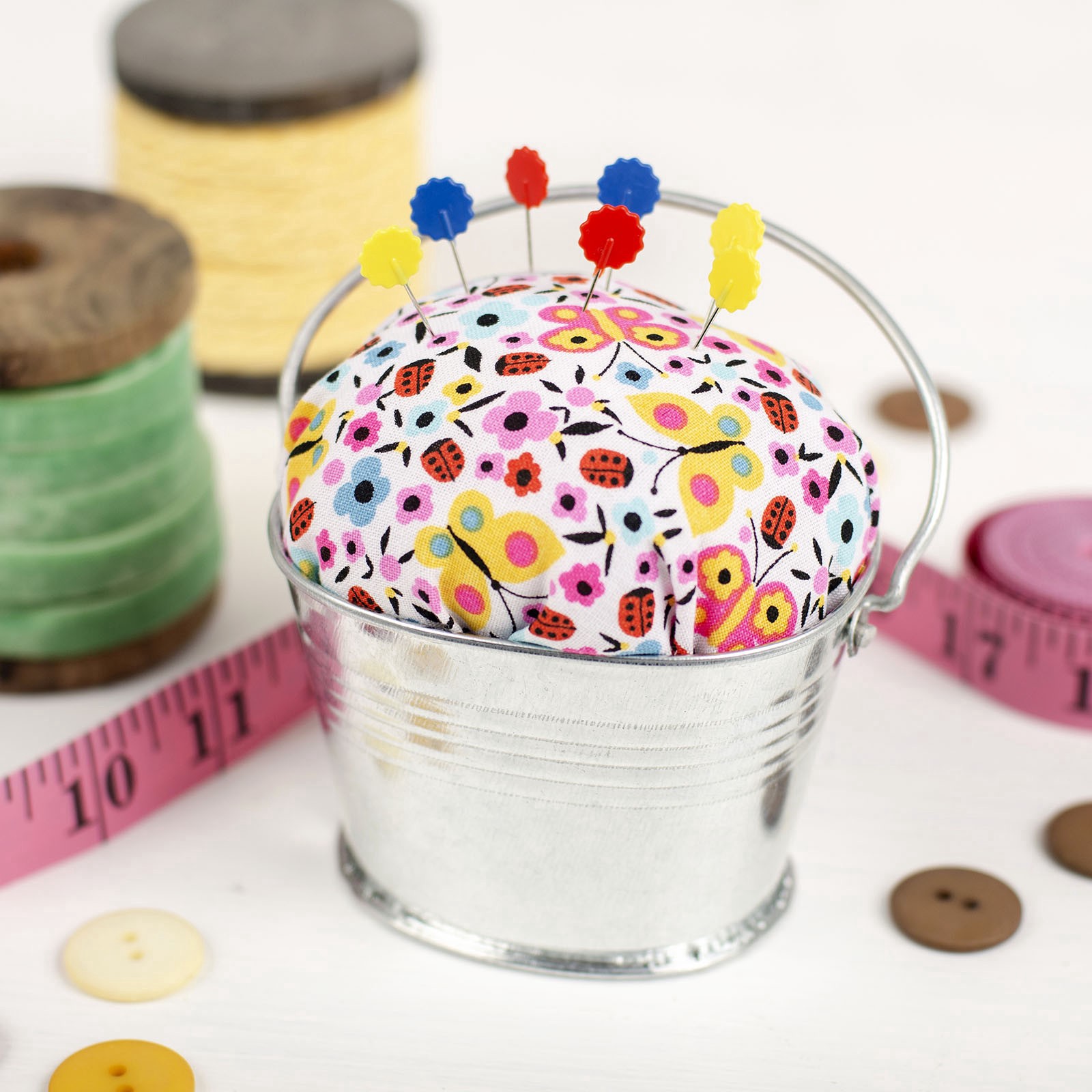 slide 4 of 4, Colorful Butterflies Cotton Fabric By Loops & Threads, 18 in x 21 in