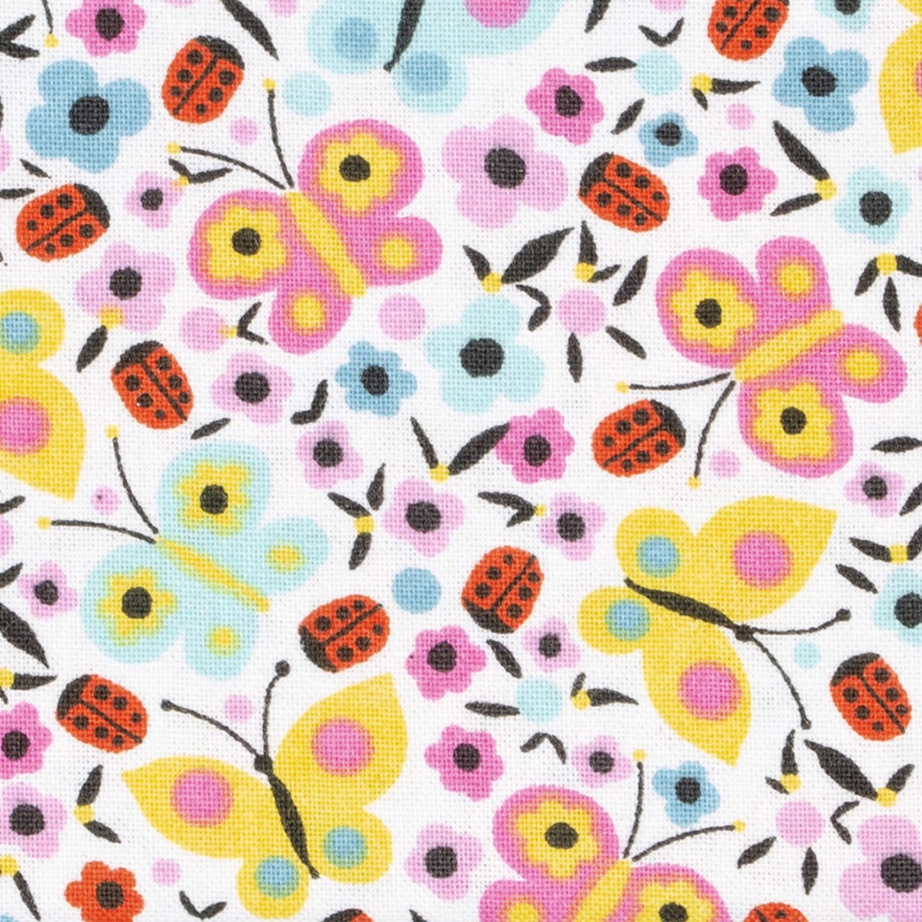 slide 3 of 4, Colorful Butterflies Cotton Fabric By Loops & Threads, 18 in x 21 in