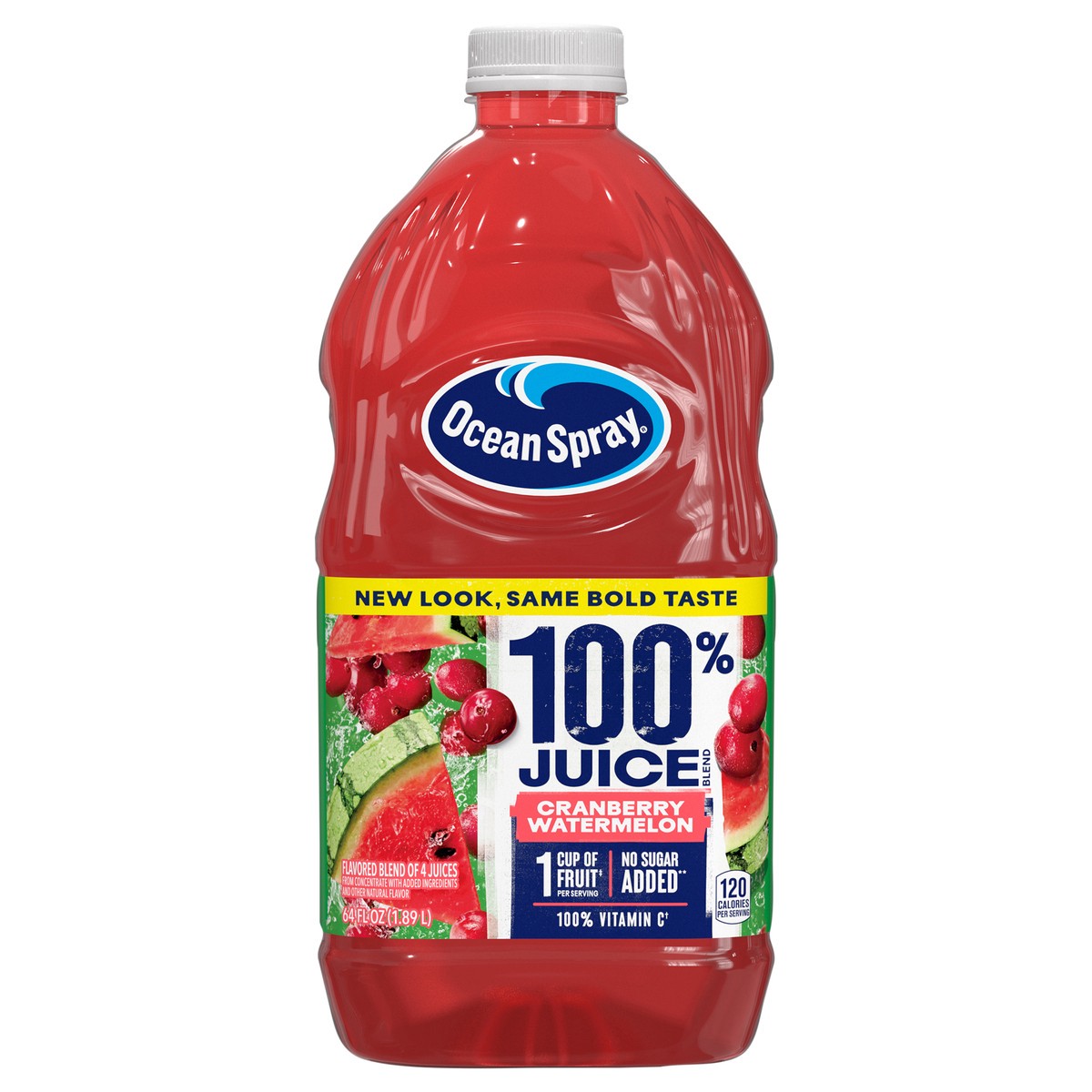 slide 1 of 9, Ocean Spray 100% Juice Cranberry Watermelon Juice Blend, 64 Fl Oz Bottle, 64 fl oz