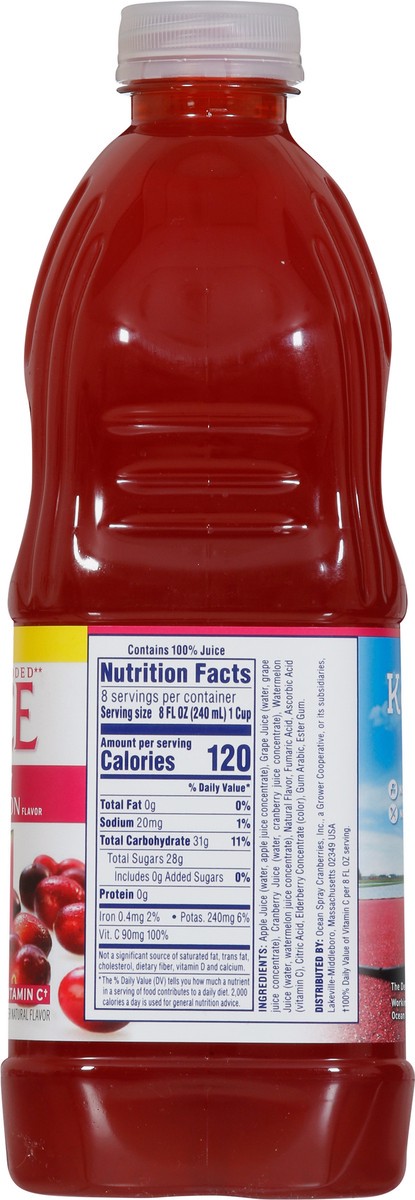 slide 4 of 9, Ocean Spray 100% Juice Cranberry Watermelon Juice Blend, 64 Fl Oz Bottle, 64 fl oz