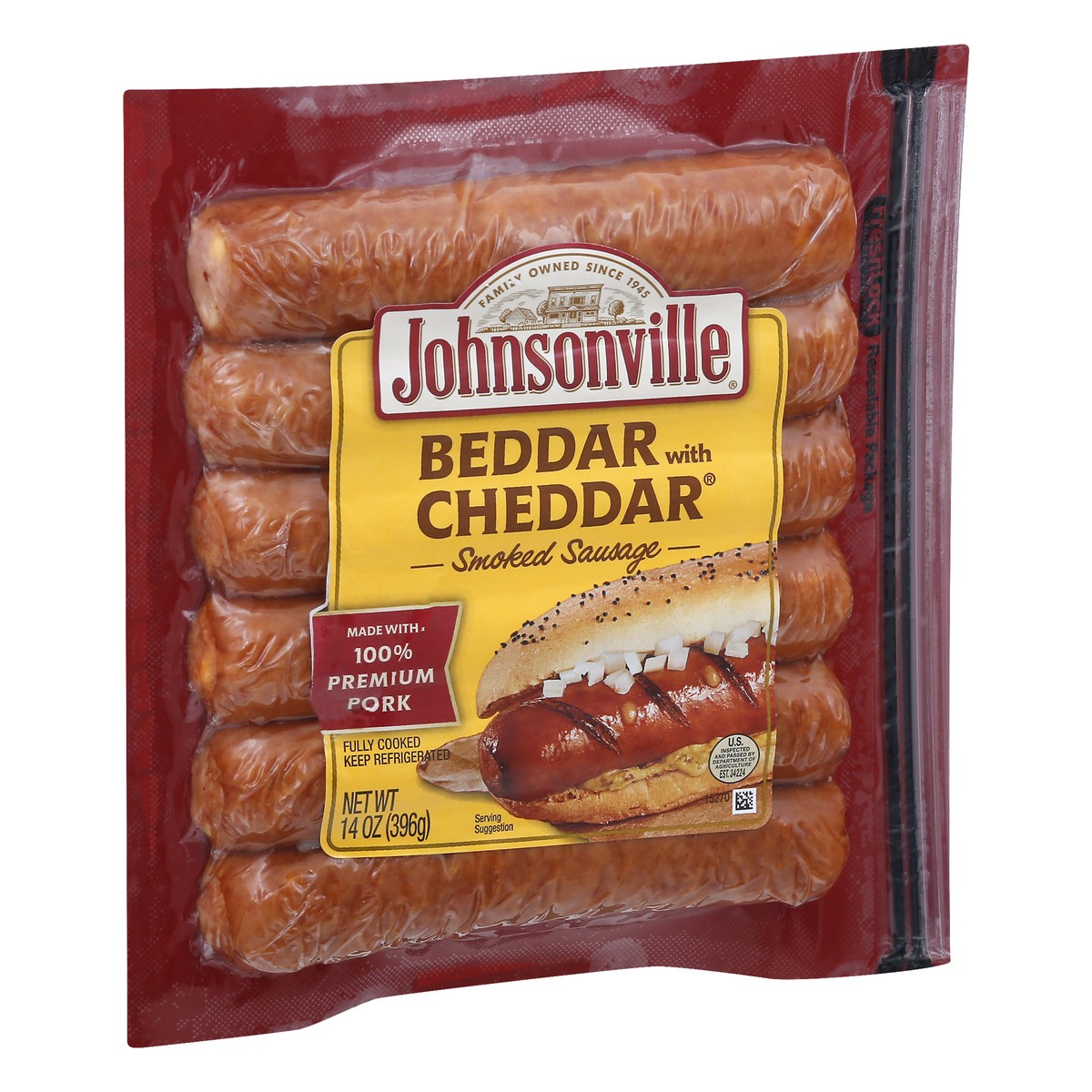 slide 2 of 9, Johnsonville Smoked Beddar with Cheddar Sausage 14 oz, 14 oz