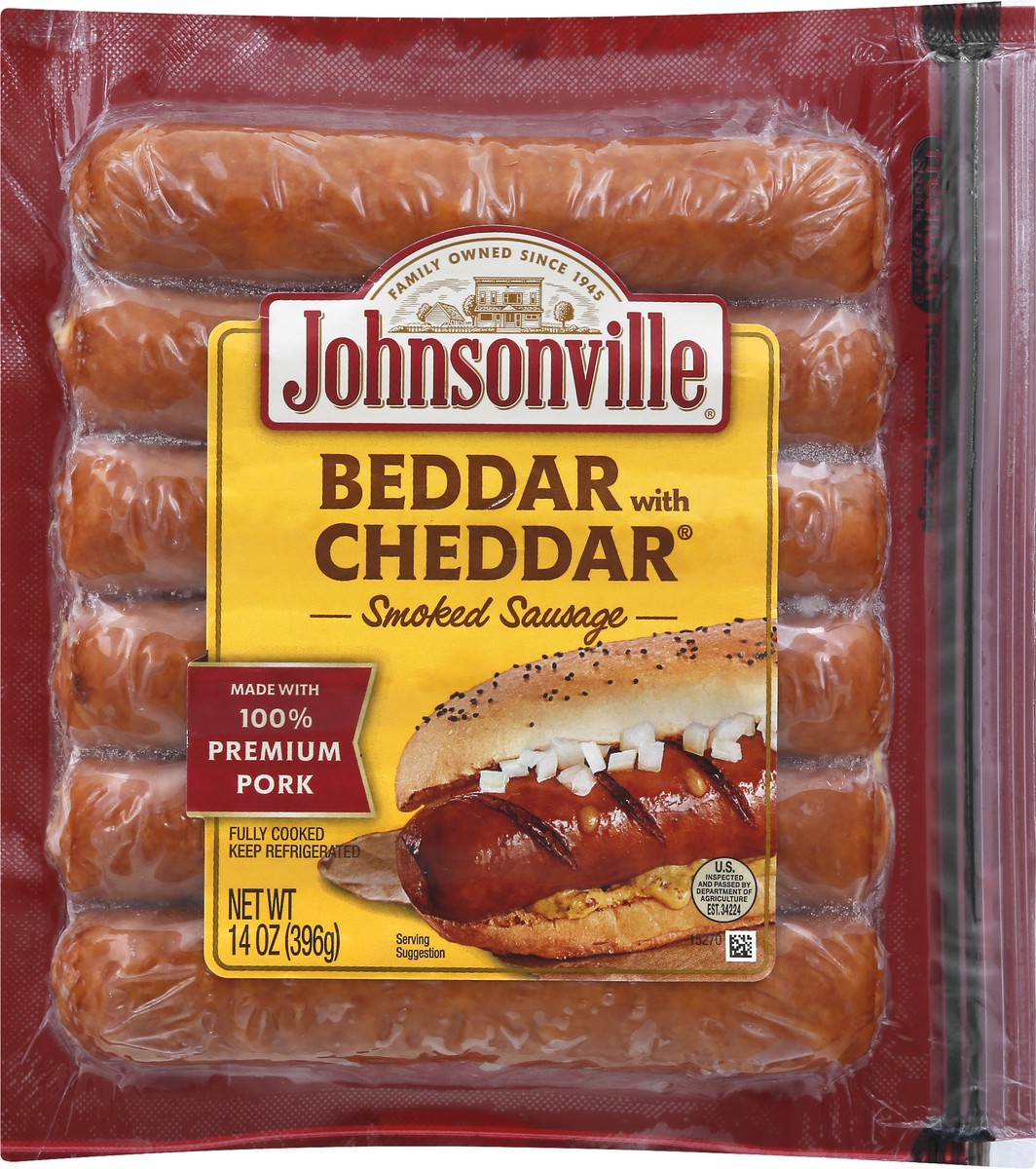 slide 6 of 9, Johnsonville Smoked Beddar with Cheddar Sausage 14 oz, 14 oz
