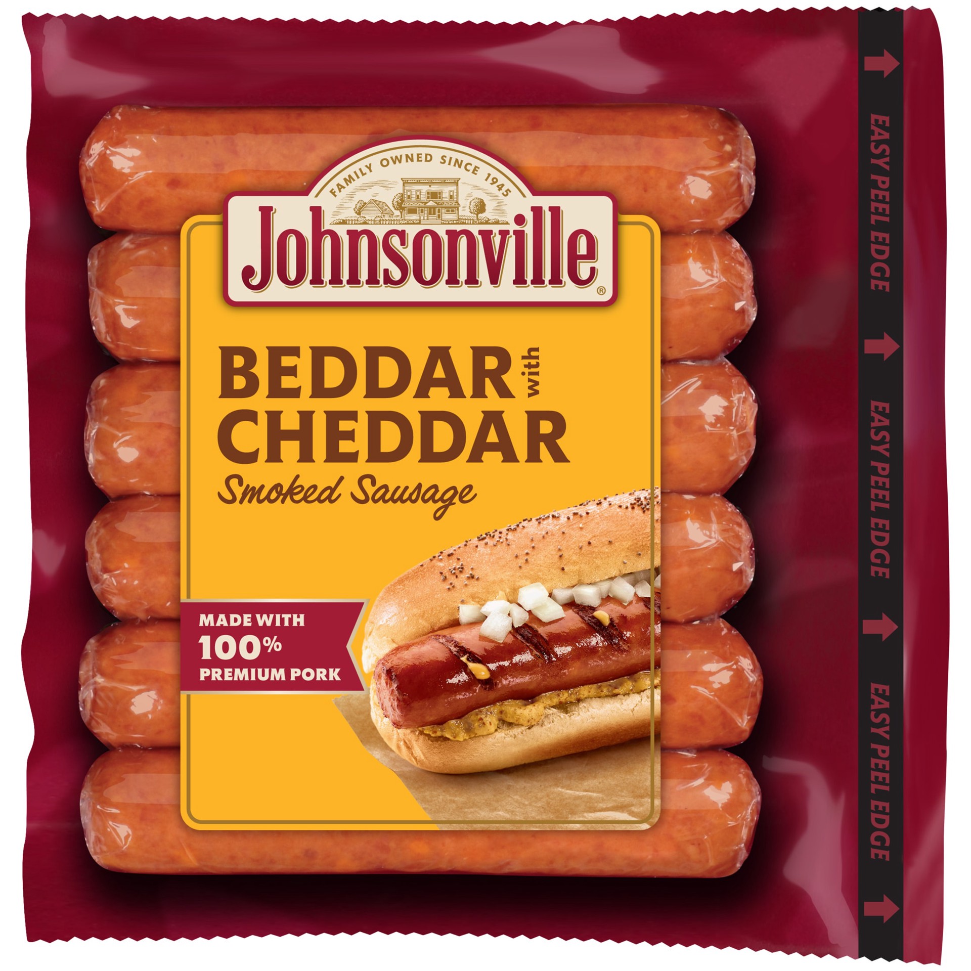 slide 1 of 9, Johnsonville Beddar with Cheddar Smoked Sausage, 6 Count, 14 oz, 14 oz