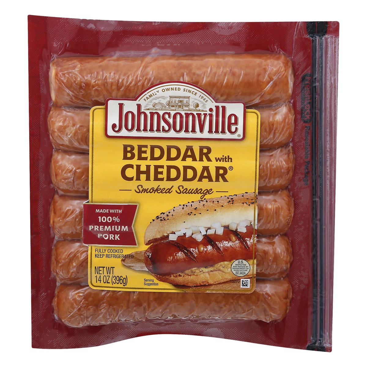 slide 1 of 9, Johnsonville Smoked Beddar with Cheddar Sausage 14 oz, 14 oz