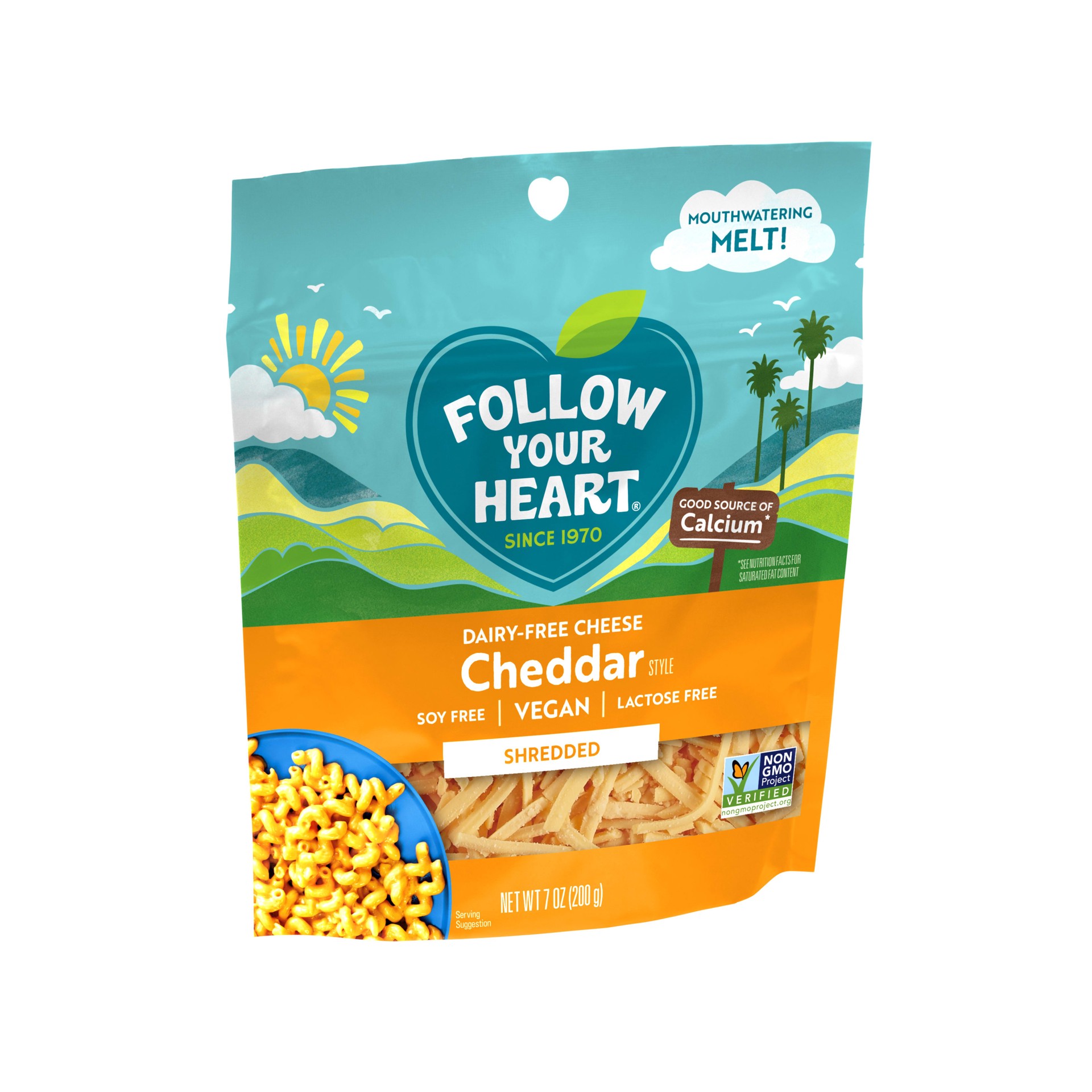 slide 2 of 5, Follow Your Heart Dairy Free Cheese, Shredded Cheddar Style, Vegan, Gluten Free, 7 OZ Pack?, 7 oz