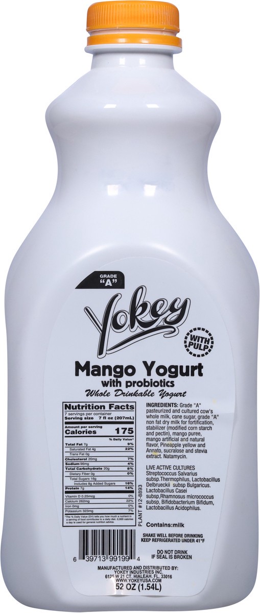 slide 15 of 15, Yokey Whole Drinkable Mango Yogurt with Probiotics 52 oz, 52 oz